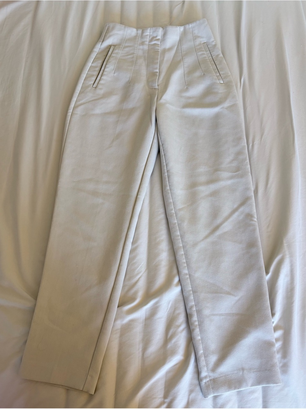 Zara High-Rise Straight Leg trouser - beige white